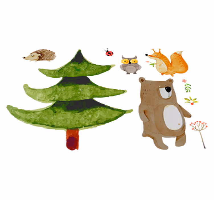 Kids vinyl rug featuring wild forest animals - TenStickers