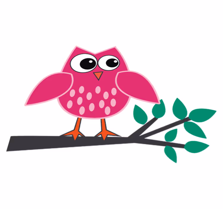 Kids vinyl rug pink owl on a branch - TenStickers