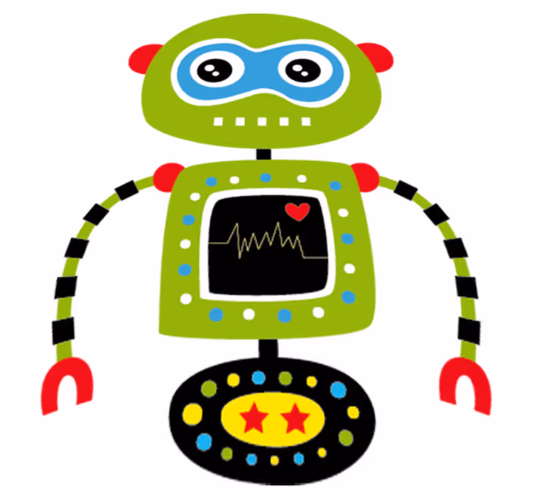Kids vinyl rug green robot design - TenStickers