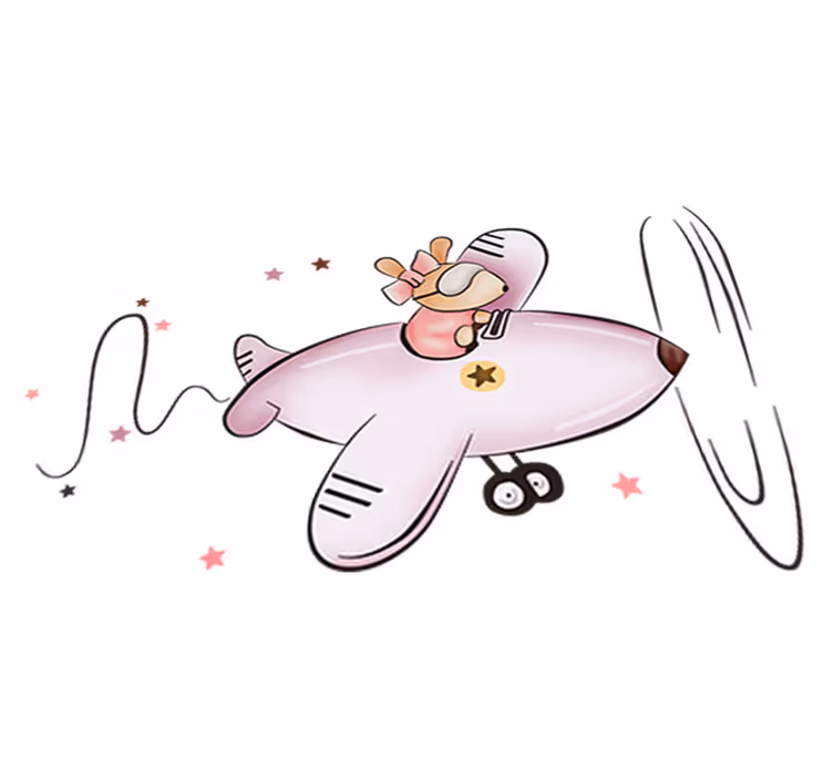 Kids vinyl rug little mouse in an airplane - TenStickers