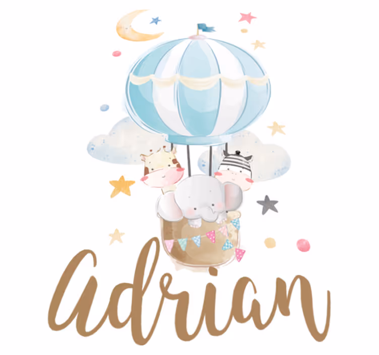Kids vinyl rug with three animals on balloons - TenStickers