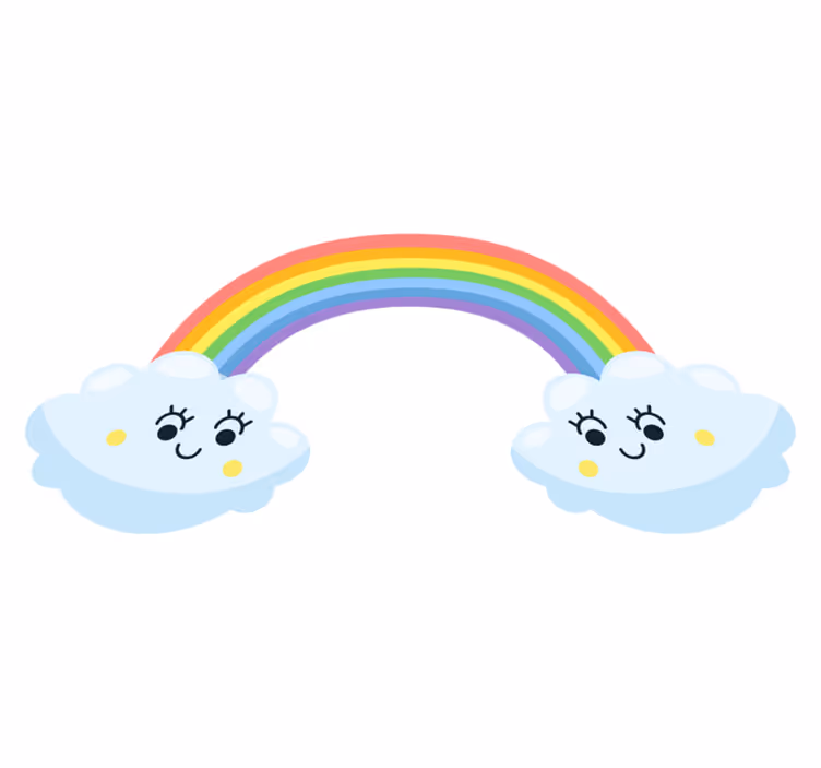 Kids vinyl rug with cute clouds and rainbows - TenStickers