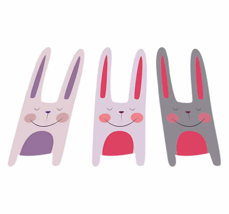 Kids vinyl rug featuring three cheerful rabbits - TenStickers