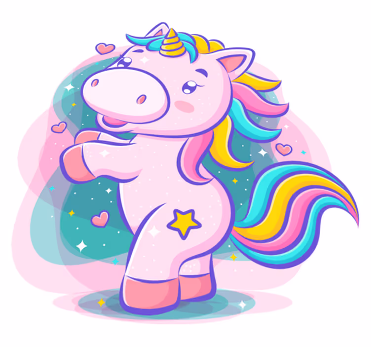 Kids vinyl rug smiling cartoon colorful unicorn - TenStickers
