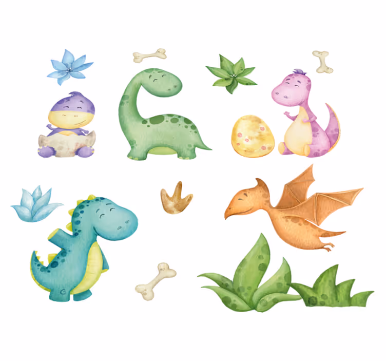 Nordic dinosaur design bedroom vinyl rug - TenStickers