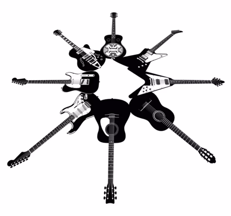 Bedroom vinyl rug with circular guitars design - TenStickers