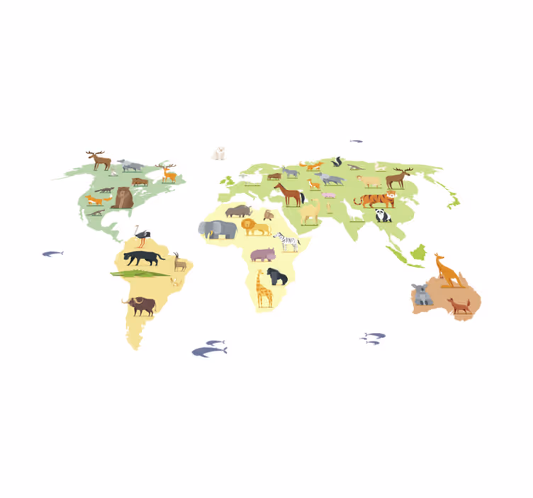 Colorful animals of the world bedroom vinyl rug - TenStickers