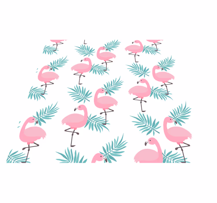Bedroom vinyl rug with tropical flamingo pattern - TenStickers