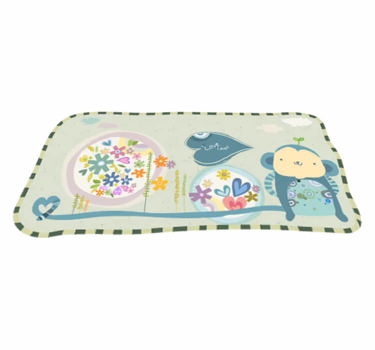 Kids vinyl rug framed monkey design - TenStickers