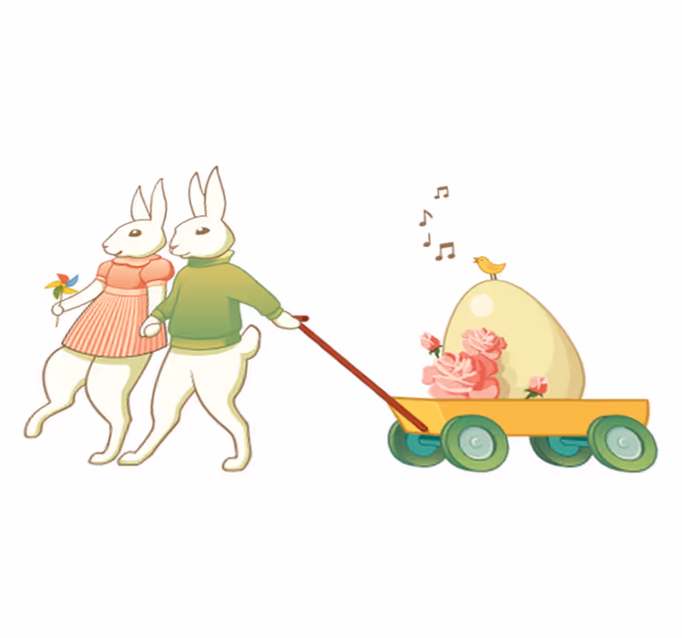 Kids vinyl rug easter bunnies - TenStickers
