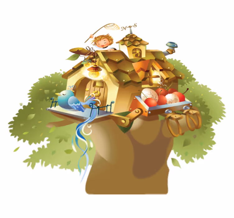 Vinyl rug gaming tree house illustration - TenStickers