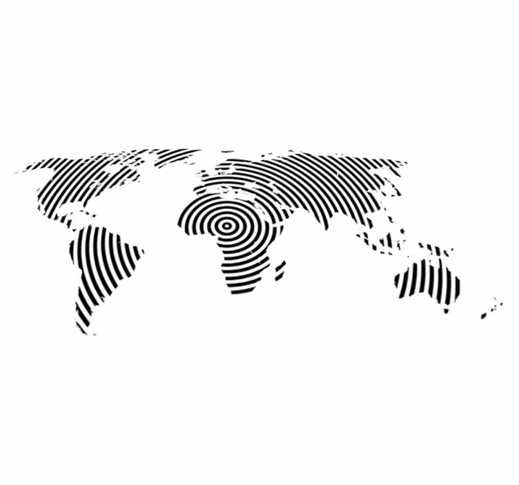 World map vinyl rug with concentric texture - TenStickers
