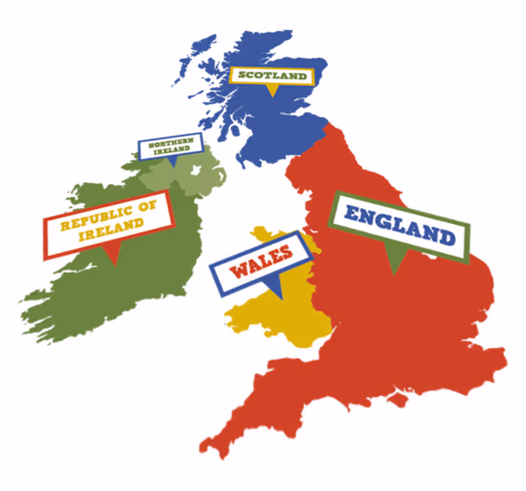 World map vinyl rug in vibrant great britain - TenStickers