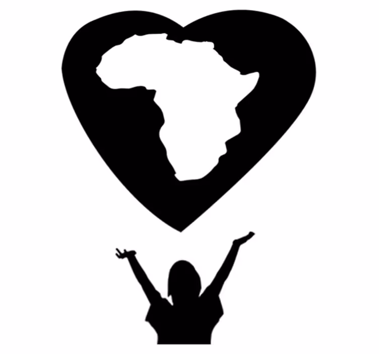 World map vinyl rug africa heart design - TenStickers
