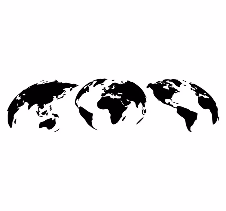 World map vinyl rug with 3 continent earth maps - TenStickers
