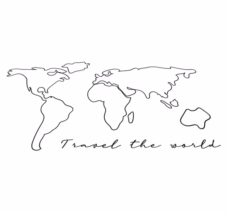 World map vinyl rug with travel text - TenStickers