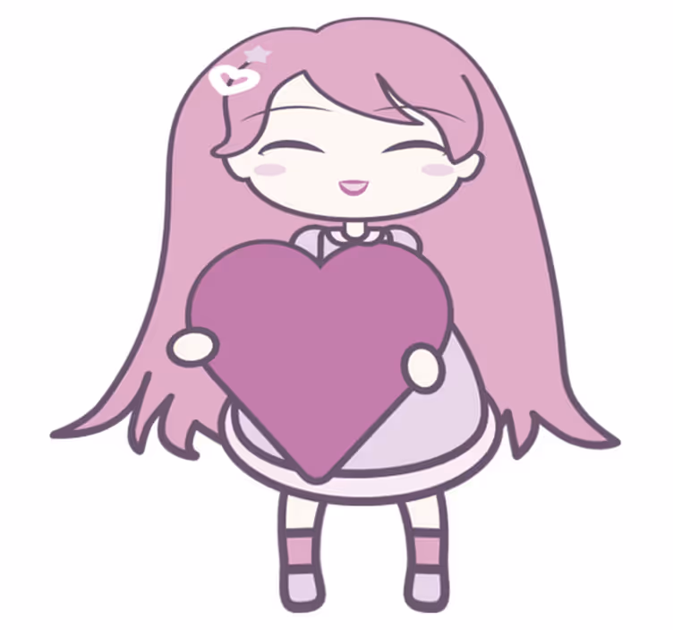 Kids vinyl rug with anime girl spreading love - TenStickers