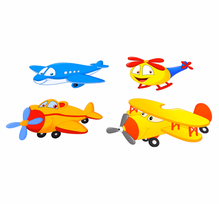 Kids vinyl rug with friendly planes and helicopters - TenStickers