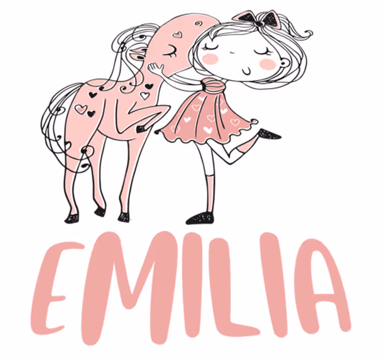 Kids vinyl rug princess in a pink dress with a horse - TenStickers