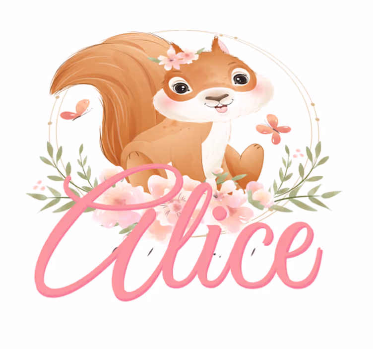 Kids vinyl rug cute squirrel design with name - TenStickers