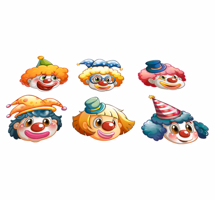 Kids vinyl rug with colorful clown faces - TenStickers