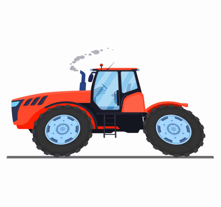 Kids vinyl rug red new tractor design - TenStickers