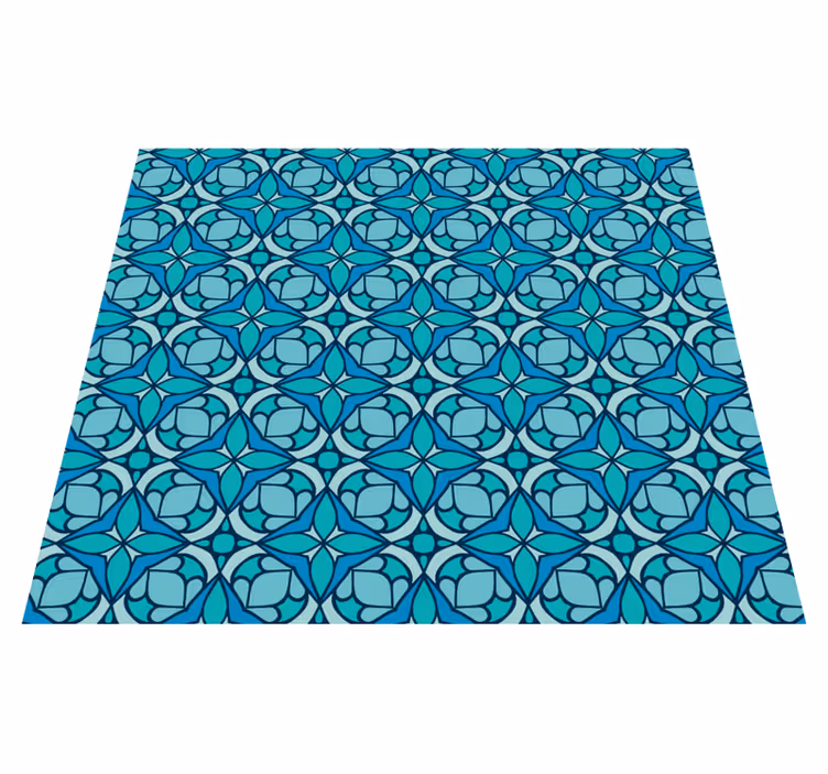 Vinyl rug bathroom with blue wallpaper design - TenStickers