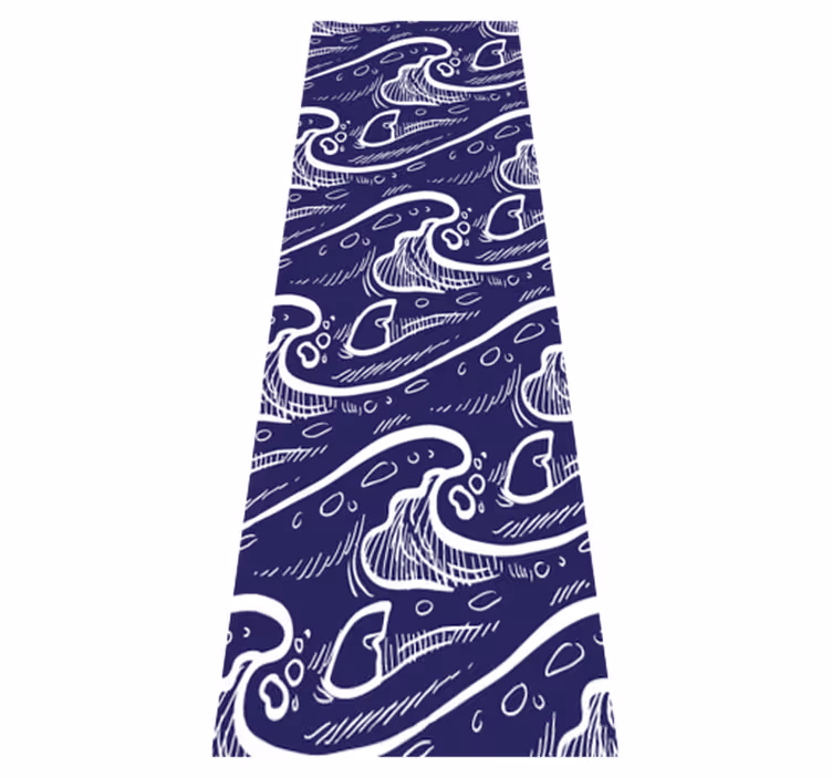 Vinyl rug bathroom with blue wave pattern design - TenStickers
