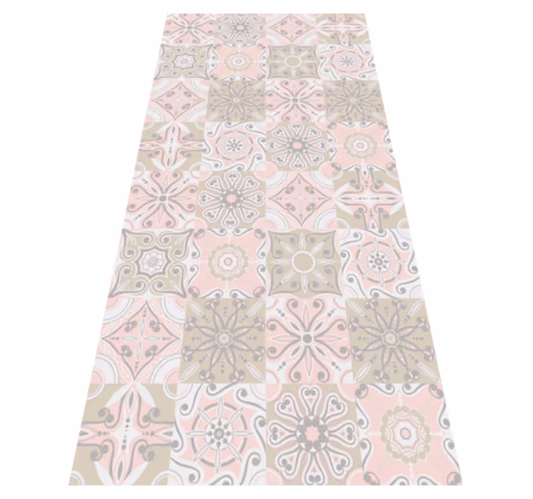 Vinyl rug bathroom in pink and grey tile - TenStickers