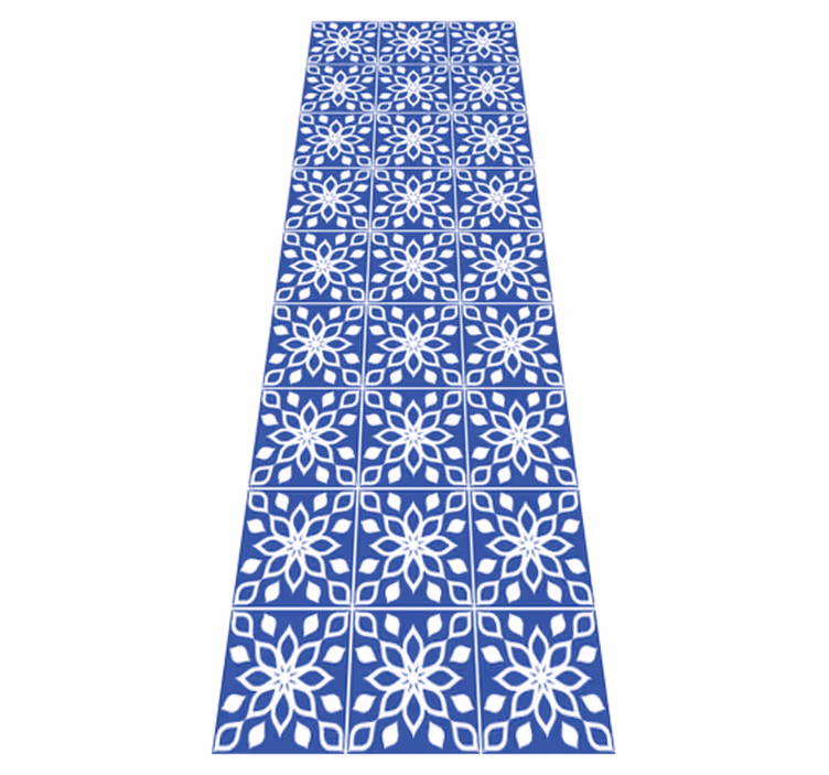 Vinyl rug bathroom in blue southern tile design - TenStickers