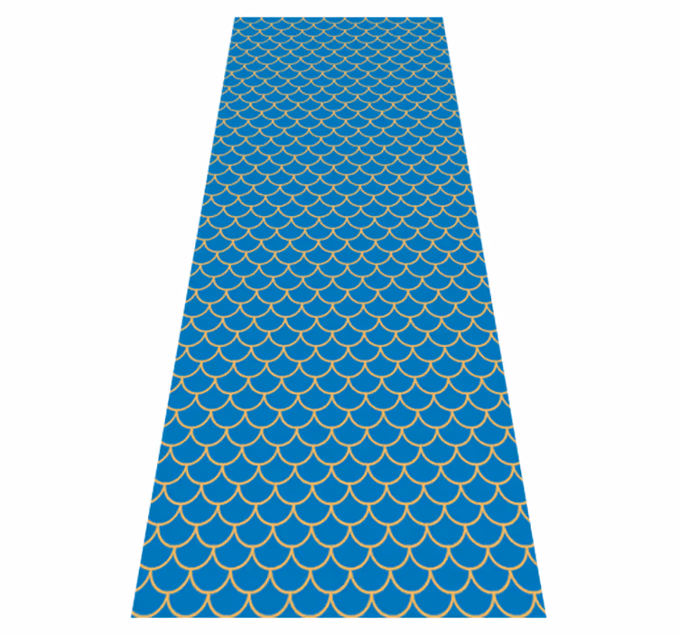 Vinyl rug bathroom blue fish scale design - TenStickers