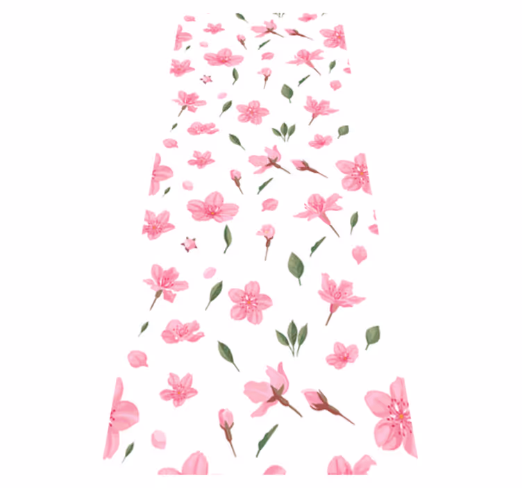 Vinyl rug bathroom watercolor pastel pink blossoms - TenStickers