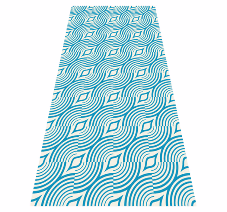 Vinyl rug bathroom with blue sea pattern lines - TenStickers