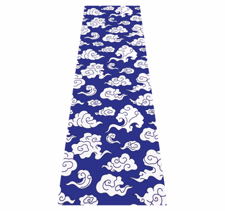 Vinyl rug bathroom with white clouds on blue - TenStickers