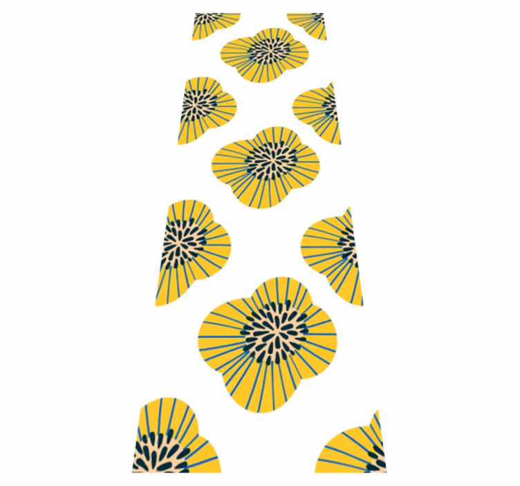 Vinyl rug bathroom big blue and yellow floral design - TenStickers