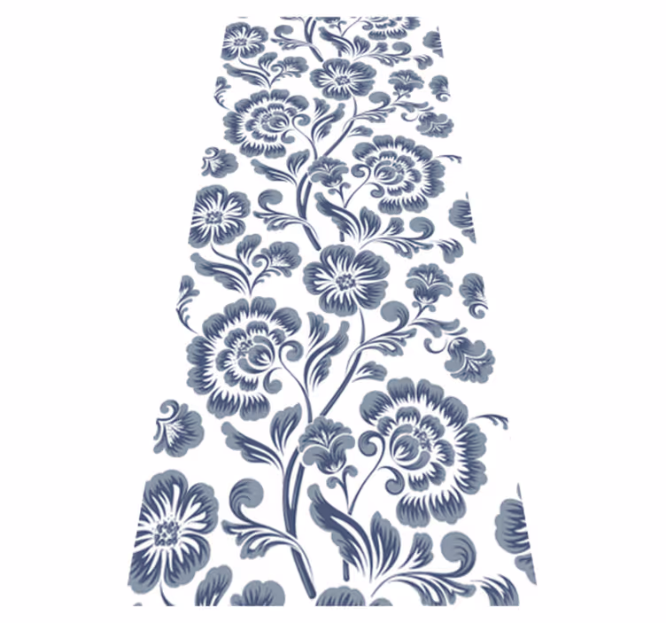 Vinyl rug bathroom blue floral victorian design - TenStickers