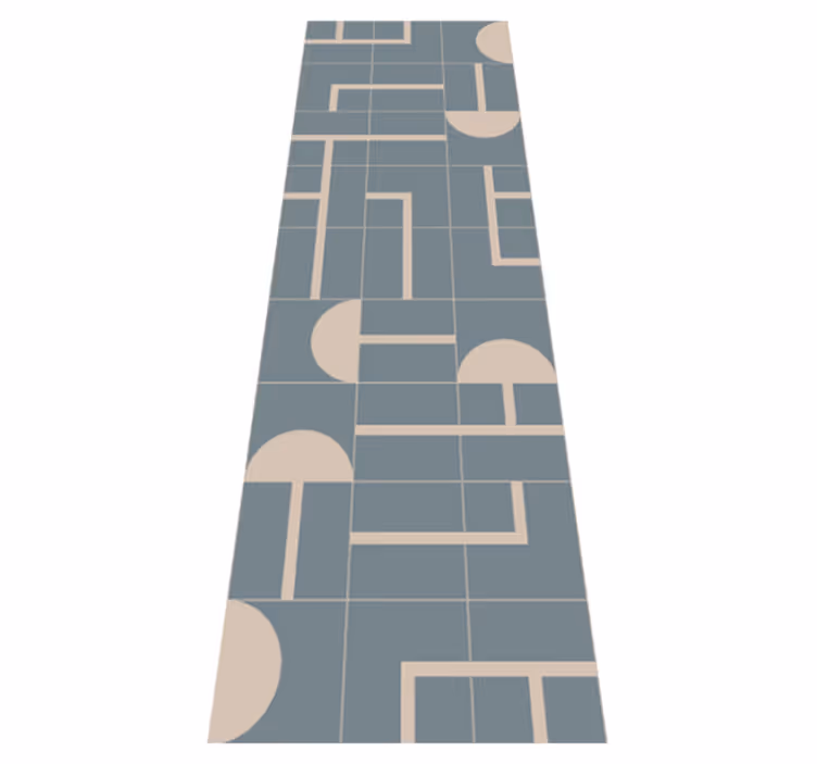 Vinyl rug bathroom greyish blue geometric design - TenStickers