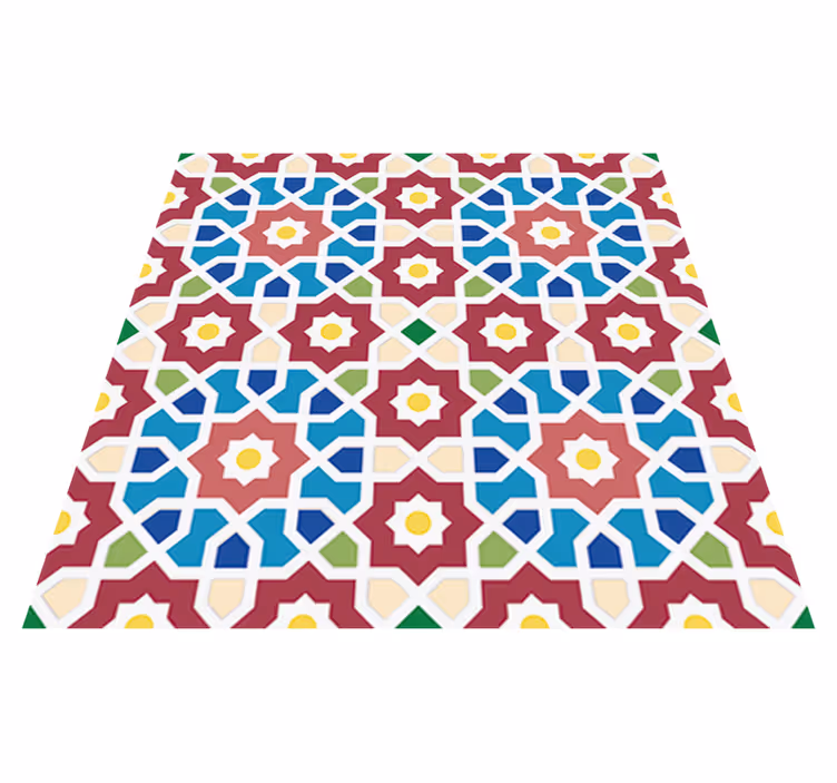 Vinyl rug bathroom arabic hydraulic tile design - TenStickers