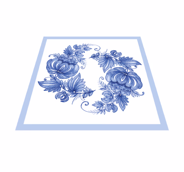 Vinyl rug bathroom with white and blue horezu design - TenStickers