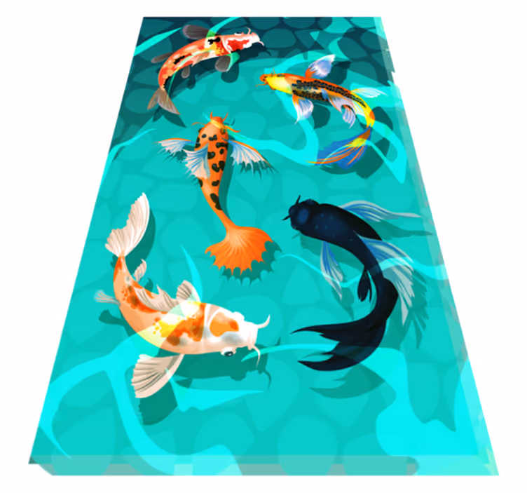 Vinyl rug bathroom koi shower design - TenStickers