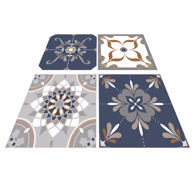 Vinyl rug bathroom classic flowers design - TenStickers