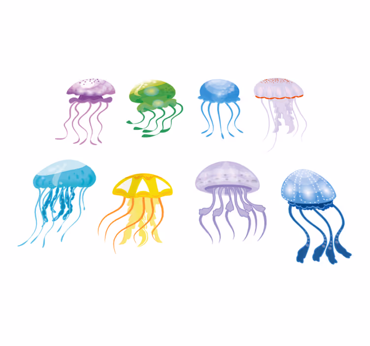 Vinyl rug bathroom in jellyfish colors - TenStickers