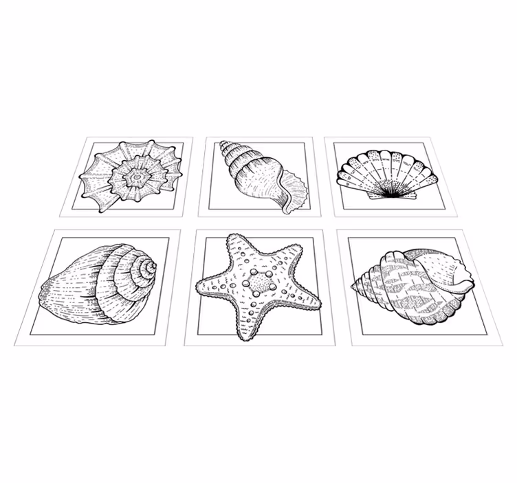 Vinyl rug bathroom with marine life and seashells - TenStickers