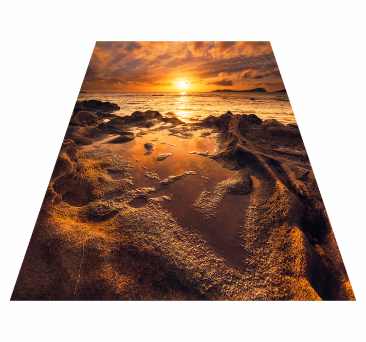 Vinyl rug bathroom cloudy sunset view - TenStickers