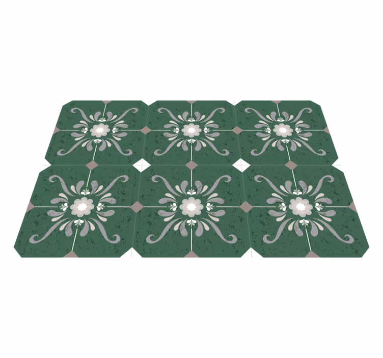 Vinyl rug bathroom old-fashioned tile design - TenStickers