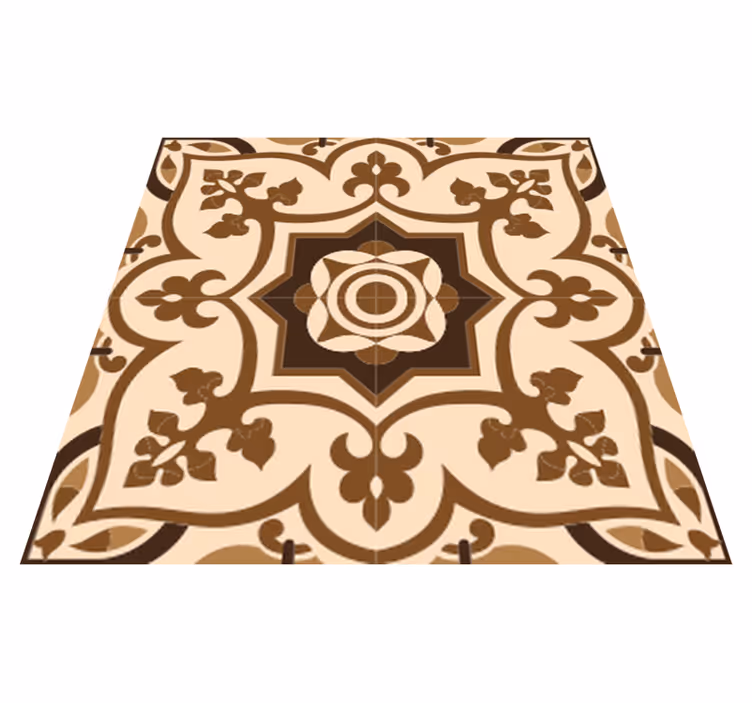 Vinyl rug bathroom brown spanish tile pattern - TenStickers