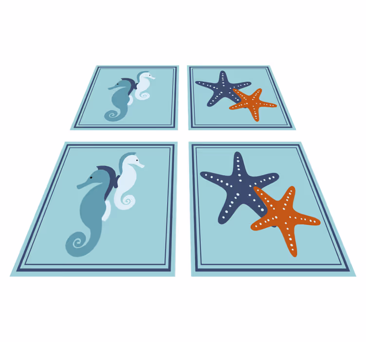 Vinyl rug bathroom marine style tile - TenStickers