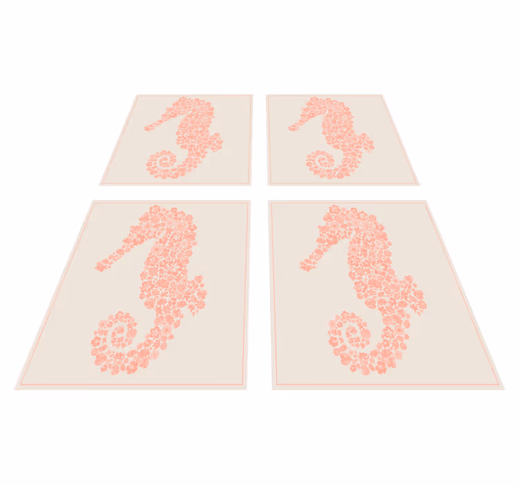 Vinyl rug bathroom floral sea horse - TenStickers