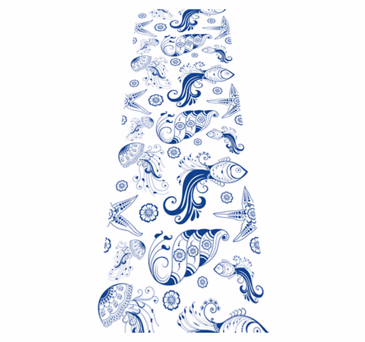 Vinyl rug bathroom ornamental sea life design - TenStickers