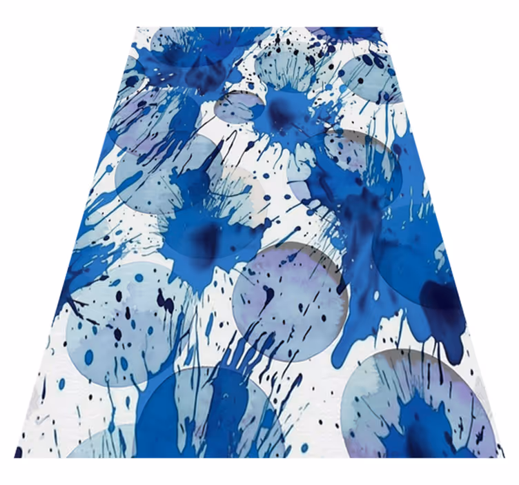 Vinyl rug bathroom blue ink circles - TenStickers
